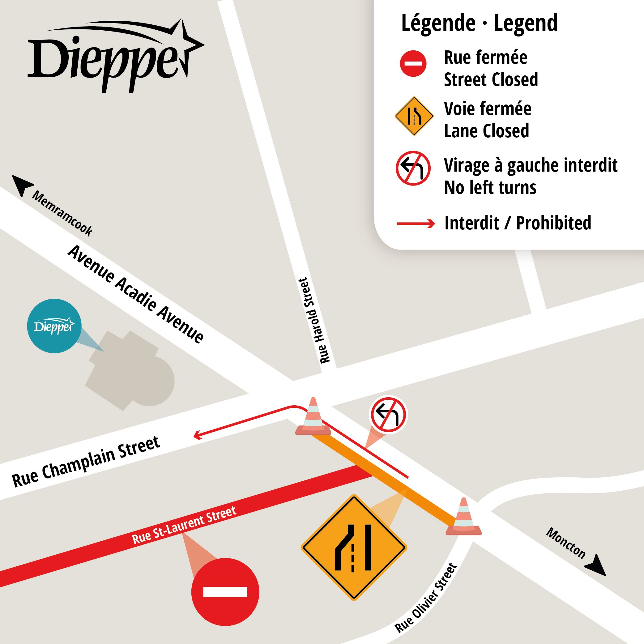 Map showing the traffic changes